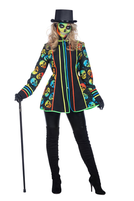 Feestbazaar Neon Jas Schedel Halloween Vrouw