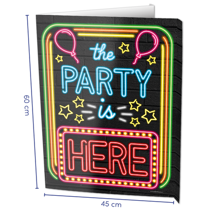 Feestbazaar Neon Raambord The Party Is Here (60x45cm)