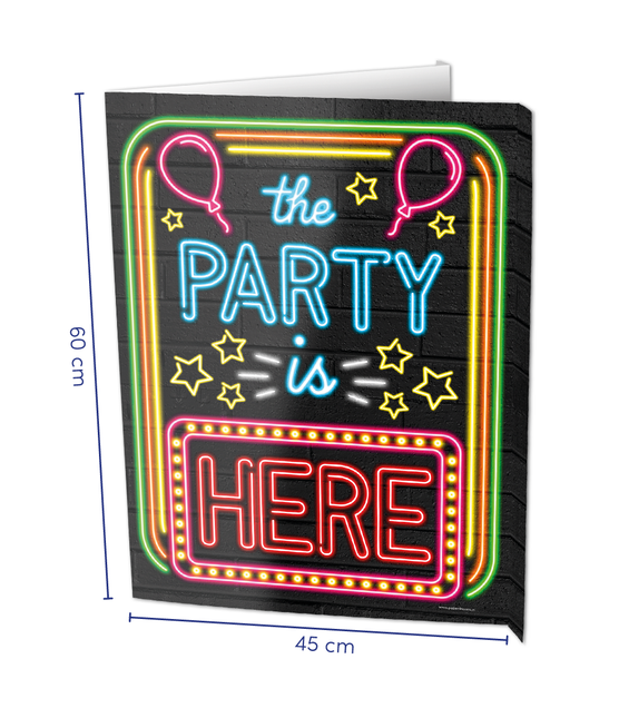 Feestbazaar Neon Raambord The Party Is Here (60x45cm)