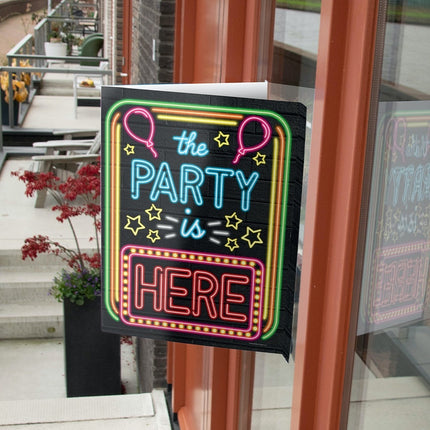 Feestbazaar Neon Raambord The Party Is Here (60x45cm)
