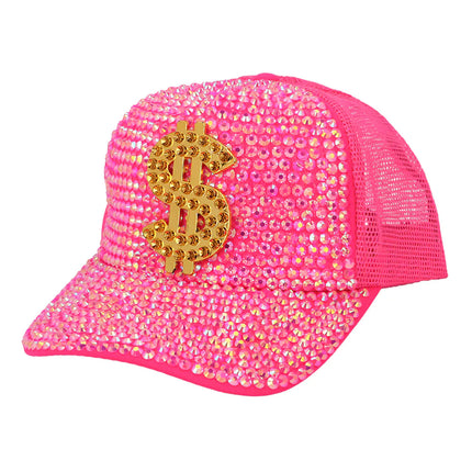 Feestbazaar Neon Roze Dollar Pet met Strass