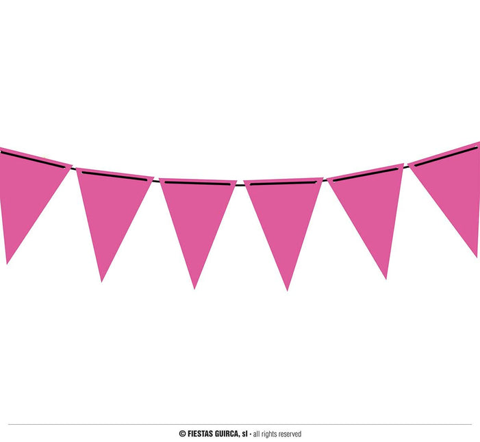 Feestbazaar Neon roze vlaggenlijn (3m)