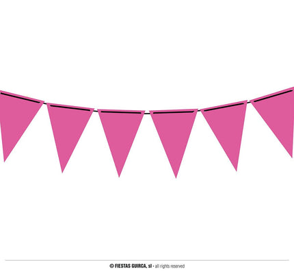 Feestbazaar Neon roze vlaggenlijn (3m)