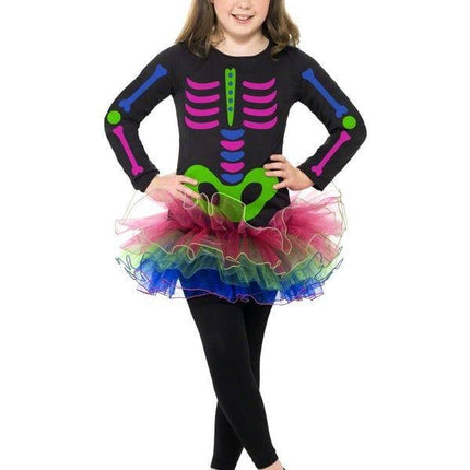 Feestbazaar Neon Skelet pak meisje
