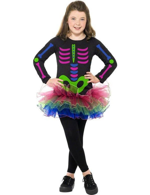 Feestbazaar Neon Skelet pak meisje