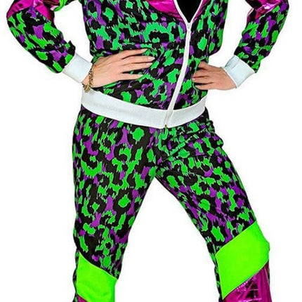 Feestbazaar Neon Trainingspak Party Animal Groen/Paars