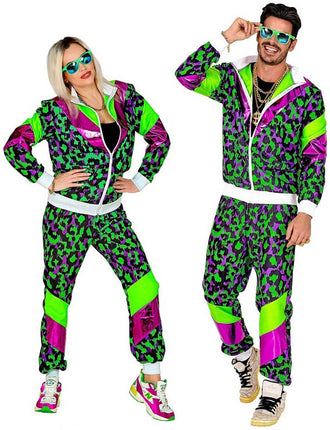 Feestbazaar Neon Trainingspak Party Animal Groen/Paars
