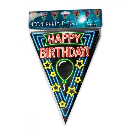 Feestbazaar Neon Vlaggenlijn Happy Birthday - 10m