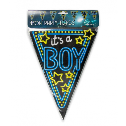 Feestbazaar Neon Vlaggenlijn It's a boy - 10m