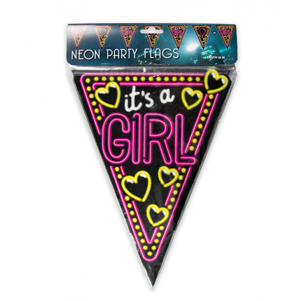 Feestbazaar Neon Vlaggenlijn It's a girl - 10m