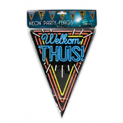 Feestbazaar Neon Vlaggenlijn Welkom Thuis (10m)