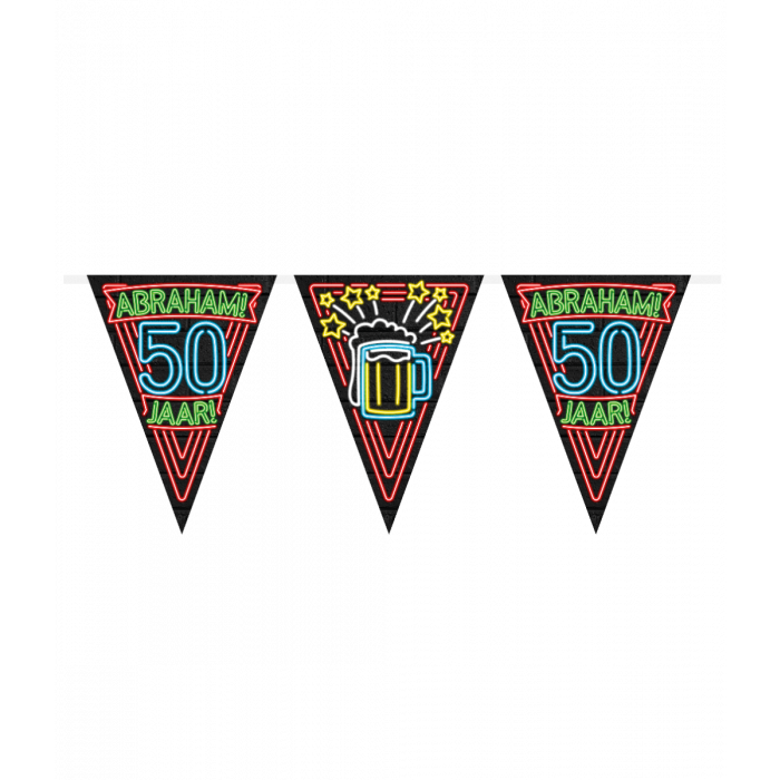 Feestbazaar Neon Vlaggetjes Abraham 50 Jaar