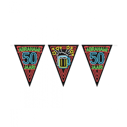 Feestbazaar Neon Vlaggetjes Abraham 50 Jaar