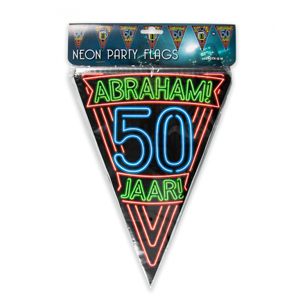 Feestbazaar Neon Vlaggetjes Abraham 50 Jaar