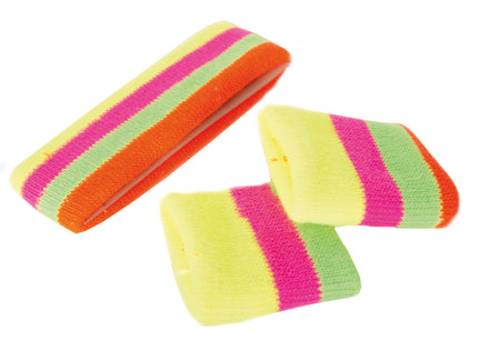 Feestbazaar Neon Zweetbandjes Multikleur Set 80’s