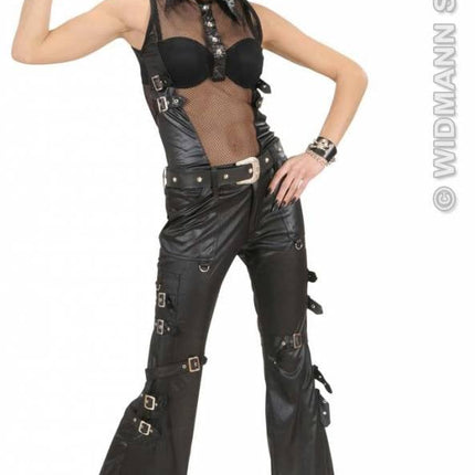 Feestbazaar Net T-shirt vrouw zwart lederlook