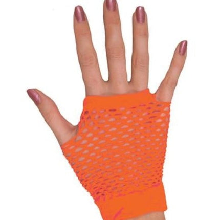 Feestbazaar Nethandschoen kort vingerloos fluor oranje