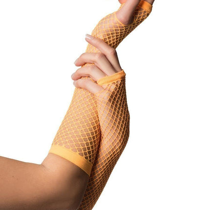 Feestbazaar Nethandschoenen elleboog fluor oranje