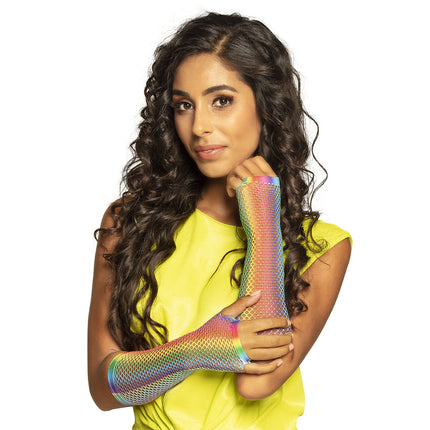 Feestbazaar Nethandschoenen Regenboog Neon