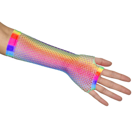 Feestbazaar Nethandschoenen Regenboog Neon