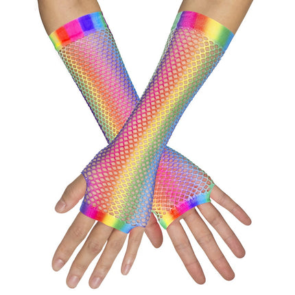 Feestbazaar Nethandschoenen Regenboog Neon