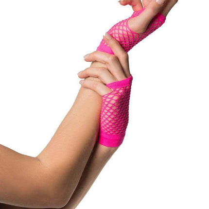 Feestbazaar Nethandschoenen vingerloos kort pink