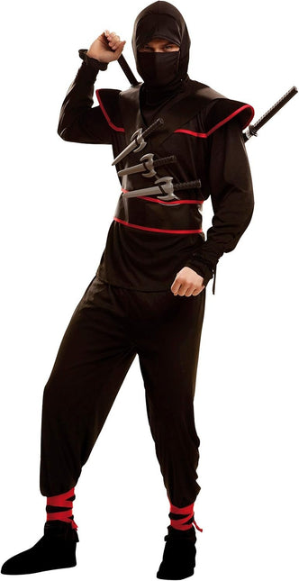 Feestbazaar Ninja Asassin Kostuum Volwassenen Zwart Rood