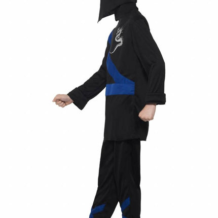Feestbazaar Ninja assasin pakje kind zwart/blauw