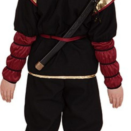 Feestbazaar Ninja Kostuum Zwart/Goud/Rood Kind