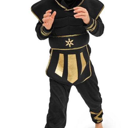 Feestbazaar Ninja Verkleedpak Kind Zwart/Goud