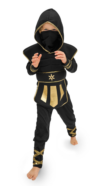 Feestbazaar Ninja Verkleedpak Kind Zwart/Goud