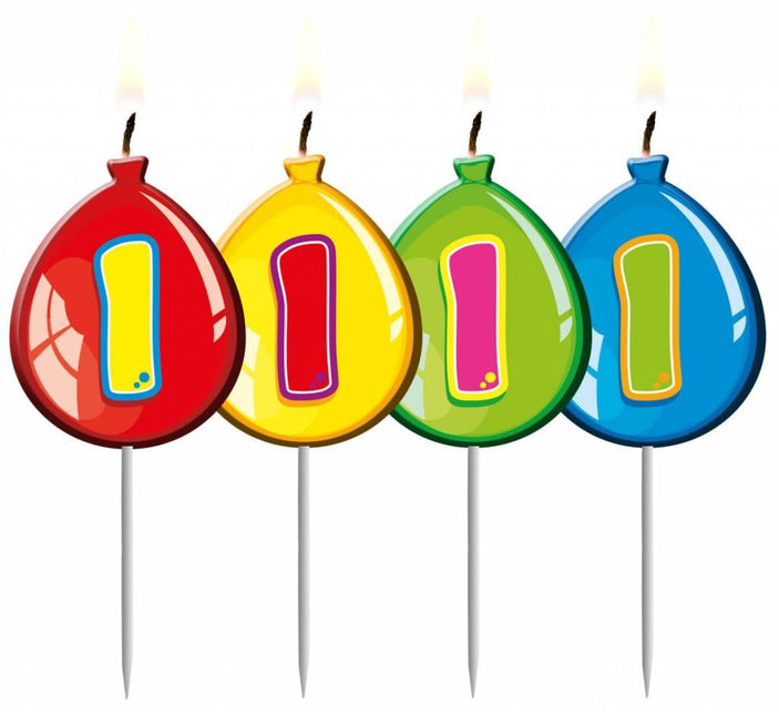 Feestbazaar Nummer kaarsje ballon cijfer 1