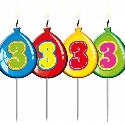 Feestbazaar Nummer kaarsje ballon cijfer 3