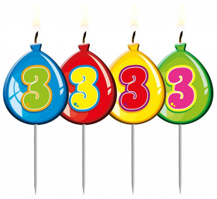 Feestbazaar Nummer kaarsje ballon cijfer 3