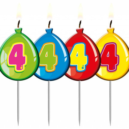 Feestbazaar Nummer kaarsje ballon cijfer 4