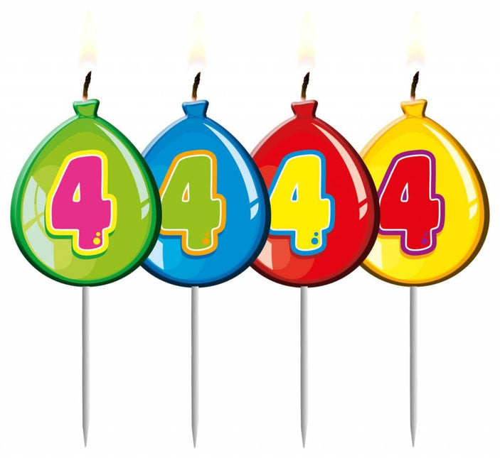 Feestbazaar Nummer kaarsje ballon cijfer 4