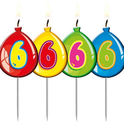Feestbazaar Nummer kaarsje ballon cijfer 6