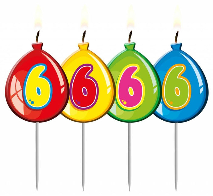 Feestbazaar Nummer kaarsje ballon cijfer 6