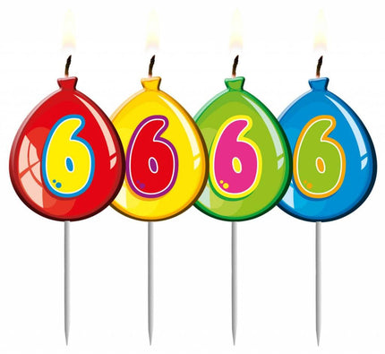Feestbazaar Nummer kaarsje ballon cijfer 6