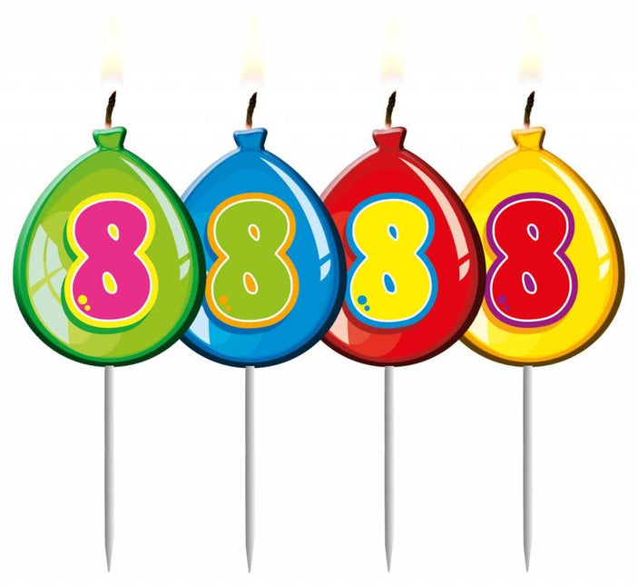 Feestbazaar Nummer kaarsje ballon cijfer 8