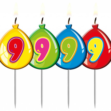 Feestbazaar Nummer kaarsje ballon cijfer 9