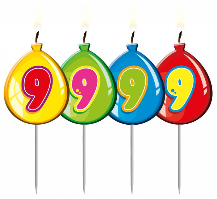 Feestbazaar Nummer kaarsje ballon cijfer 9