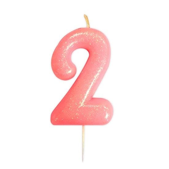 Feestbazaar Nummerkaars '2' Glitter Roze