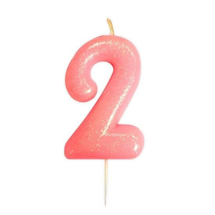 Feestbazaar Nummerkaars '2' Glitter Roze