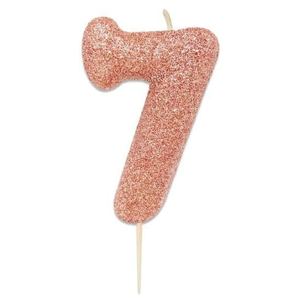 Feestbazaar Nummerkaars '7' Glitter Roségoud