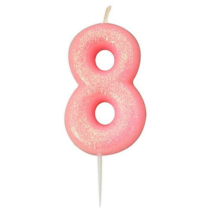 Feestbazaar Nummerkaars '8' Glitter Roze