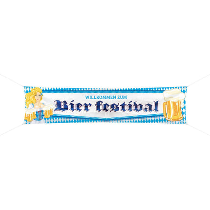 Feestbazaar Oktoberfest Bierpullen Spandoek - 180x40cm