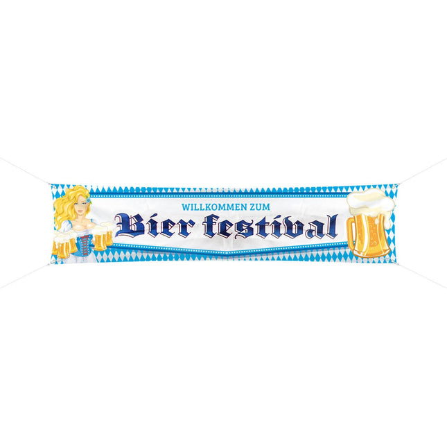 Feestbazaar Oktoberfest Bierpullen Spandoek - 180x40cm