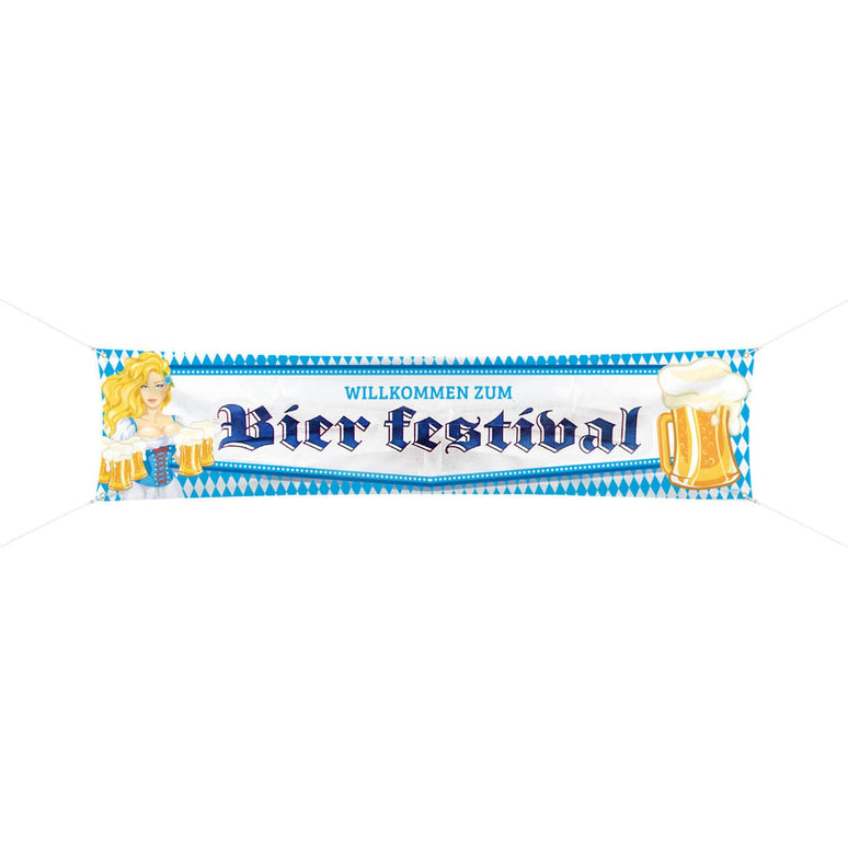 Feestbazaar Oktoberfest Bierpullen Spandoek - 180x40cm