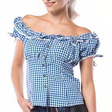 Feestbazaar Oktoberfest blouse dames Liesl Blauw/Wit